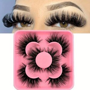 5 pairs Fluffy and Thick D Curling Faux Mink False Eyelashes Extension